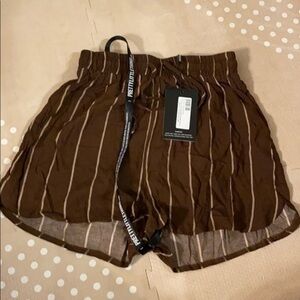 PrettyLittleThing Brown Striped Shorts NWT XS junior women’s summer